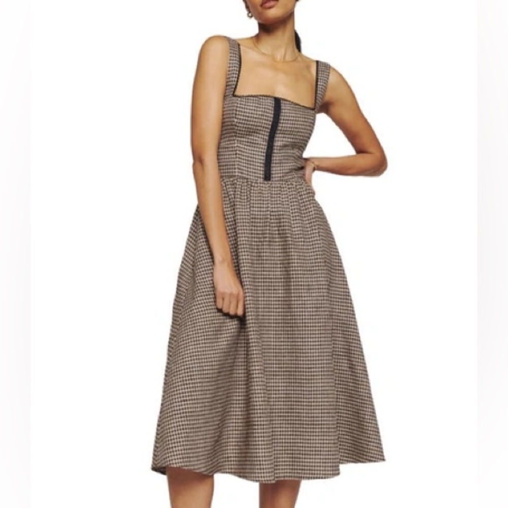 Reformation Tagliatelle Linen Dress In Tartine Check